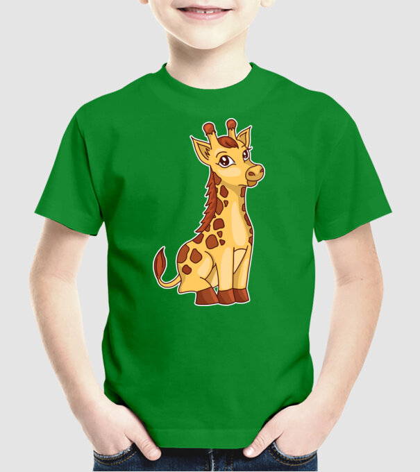 Girafă drăguță model verde pe tricou