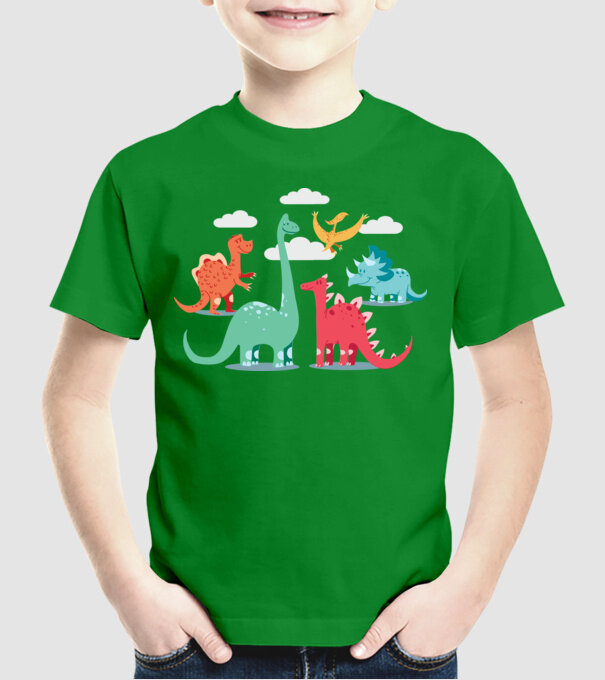 Dinozauri model verde pe tricou