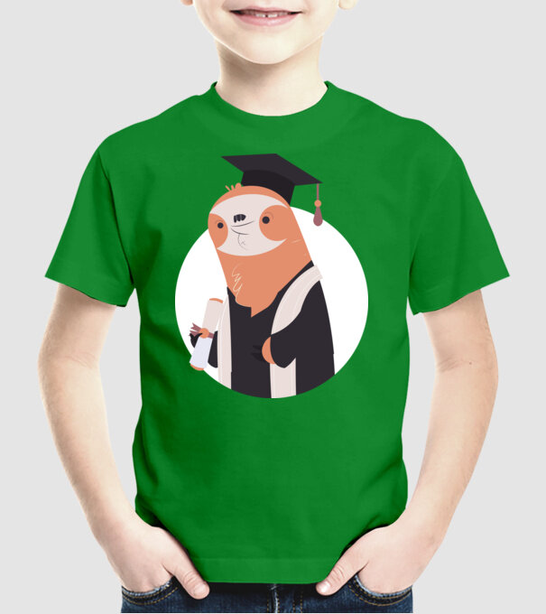 Leneș cu diplomă pentru absolvire model verde pe tricou