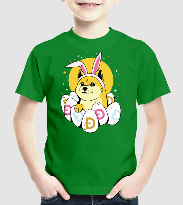 Dogecoin Paște model verde pe tricou