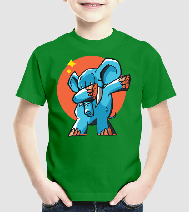 Elefant DAB model verde pe tricou
