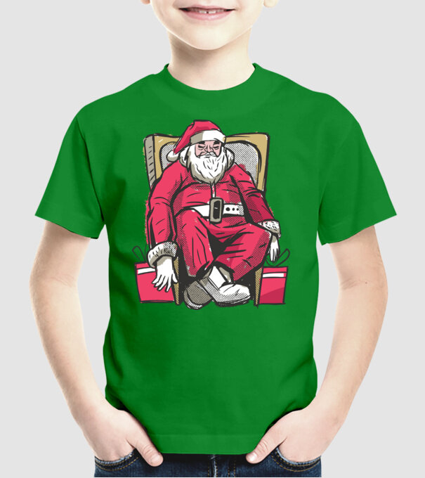 Moș Crăciun Obosit model verde pe tricou