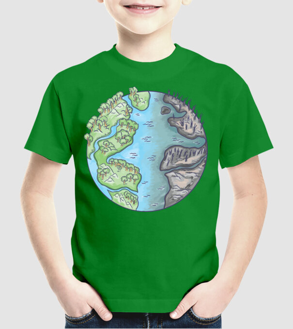 Distrugerea Pământului model verde pe tricou