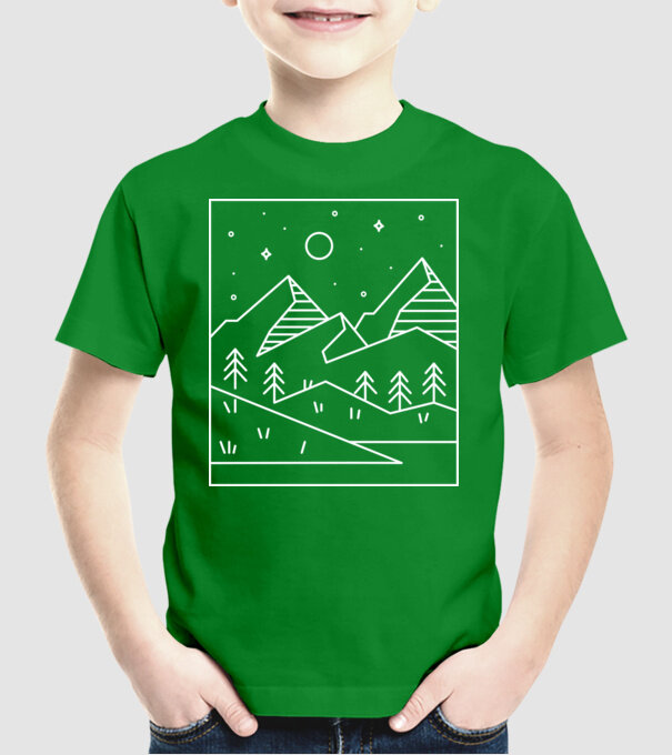 Peisaj geometric model verde pe tricou