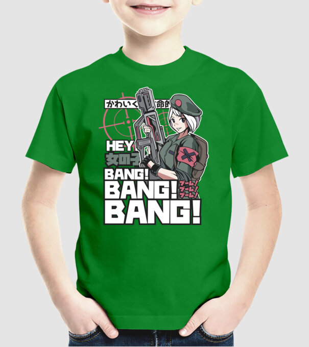 Fată Anime Gerilla model verde pe tricou