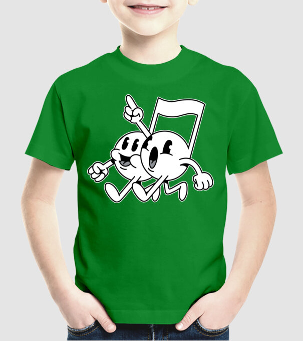 Note muzicale model verde pe tricou