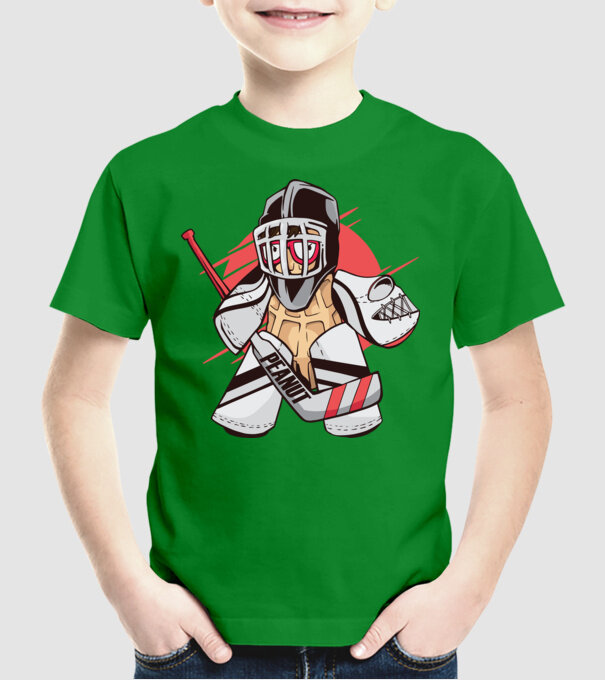 Portar Hochei Alună model verde pe tricou