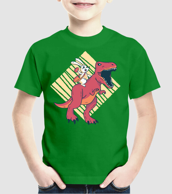 Dinozaur de Paște model verde pe tricou