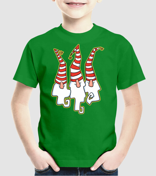 Elfi de Crăciun model verde pe tricou