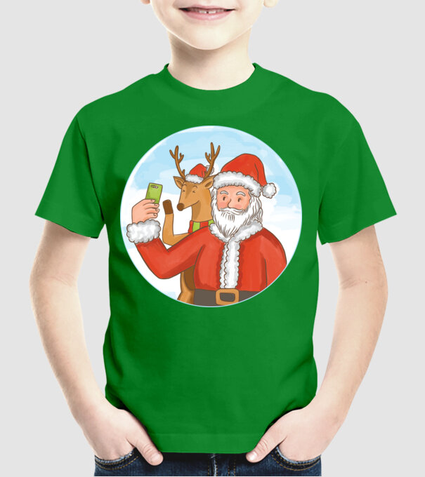 Selfie de Crăciun model verde pe tricou