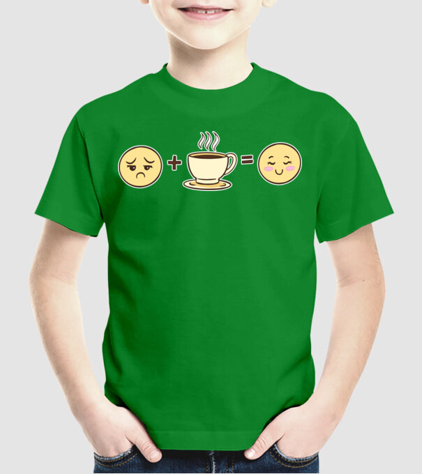 Cafea Fericire model verde pe tricou