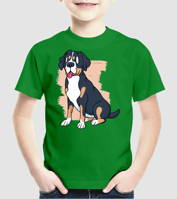 Câine model verde pe tricou