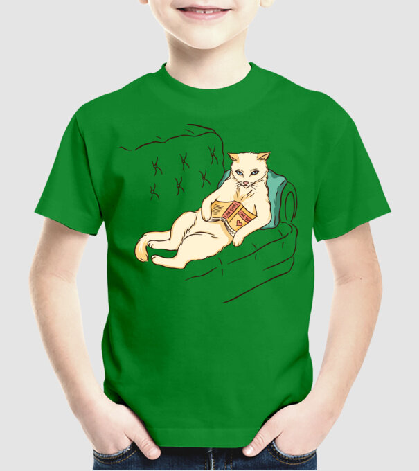 Odihnă Pisică model verde pe tricou