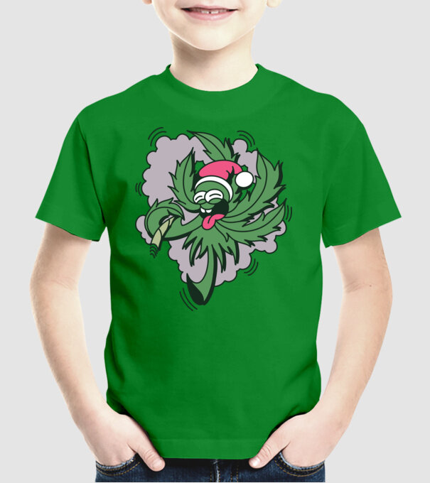 Marijuana Santa model verde pe tricou