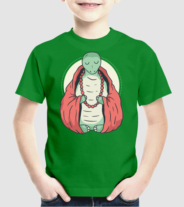 Broasca țestoasă care meditează model verde pe tricou