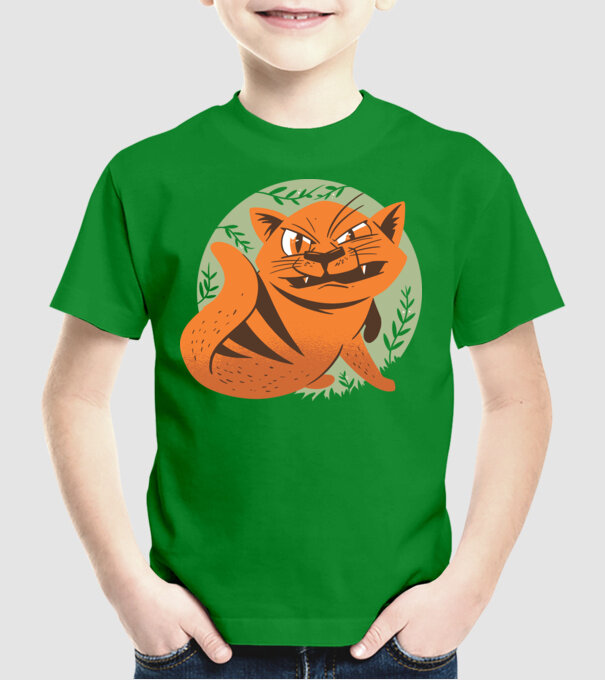 Pisică Supărată model verde pe tricou