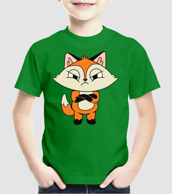 Vulpe furioasă model verde pe tricou