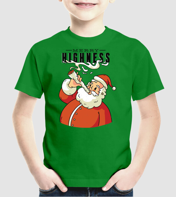Merry Highness Mikulás fumează iarbă model verde pe tricou