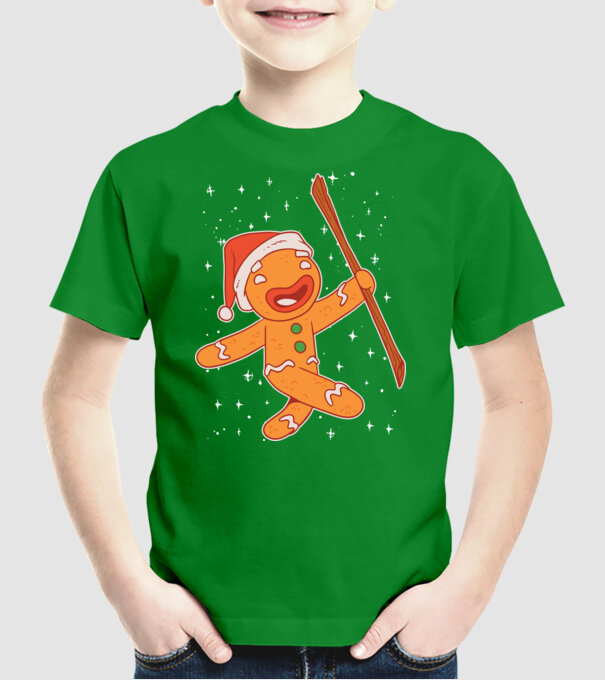 Turtă dulce Moș Crăciun tricou model verde pe tricou