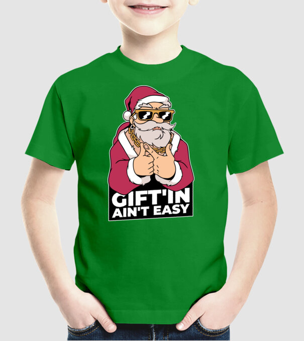 Moș Crăciun Gangster - tricou amuzant Crăciun model verde pe tricou