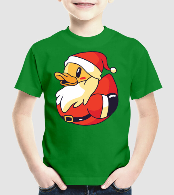 Tricou Moș Crăciun Rață model verde pe tricou