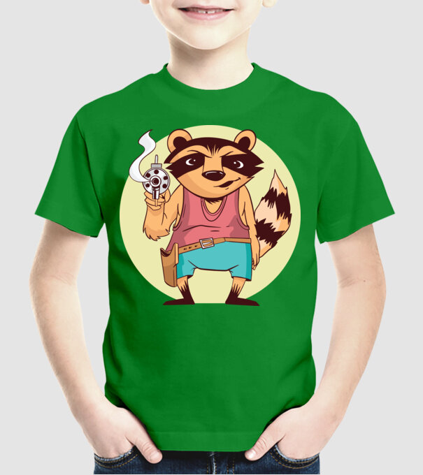 Raton cu armă model verde pe tricou