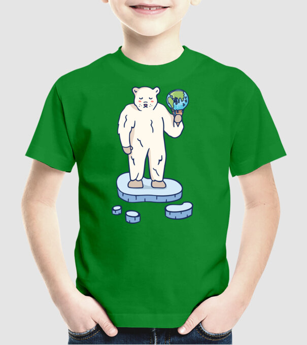 Topirea gheții cu urs polar model verde pe tricou