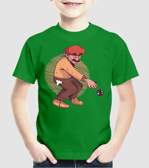 Petanque bătrân model verde pe tricou