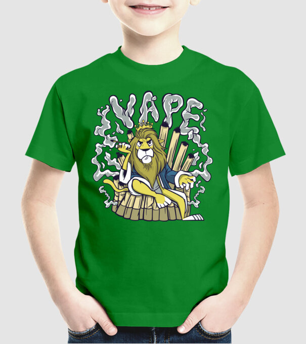 Leu cu țigară electrică model verde pe tricou
