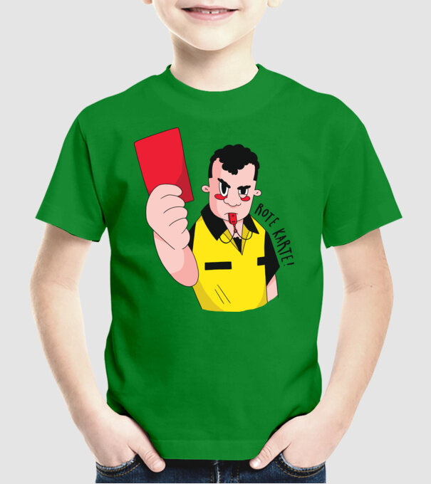 Cartonaș roșu model verde pe tricou