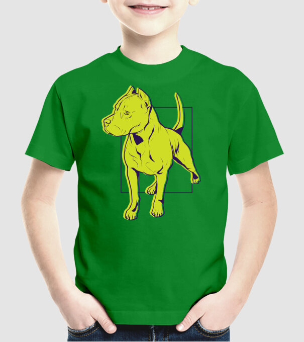 Câine Pitbull model verde pe tricou