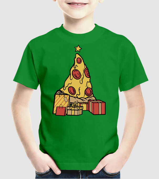 Pizza pom de Crăciun model verde pe tricou