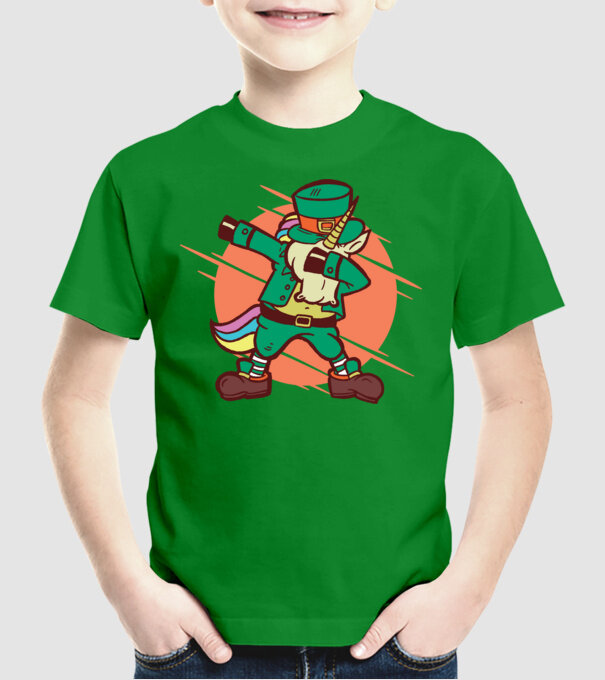 St Patrick Unicorn DAB model verde pe tricou