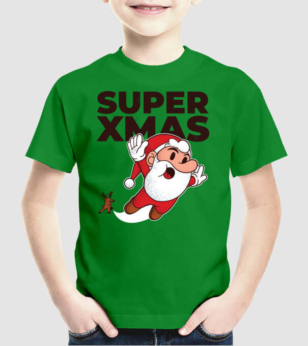 Super Moș Crăciun tricou de Crăciun model verde pe tricou
