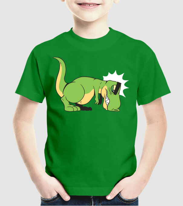 T-rex Push-up model verde pe tricou