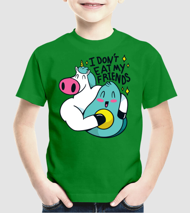 Unicorn Avocado Prietenie model verde pe tricou