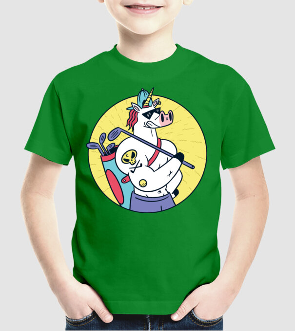 Unicorn Golf model verde pe tricou