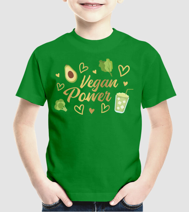 Vegan Power tricou vegan model verde pe tricou