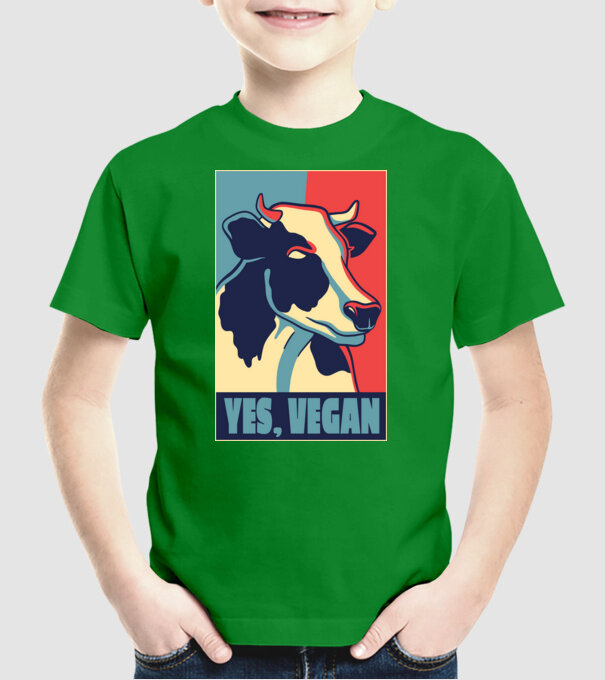 Yes, Vegan model verde pe tricou
