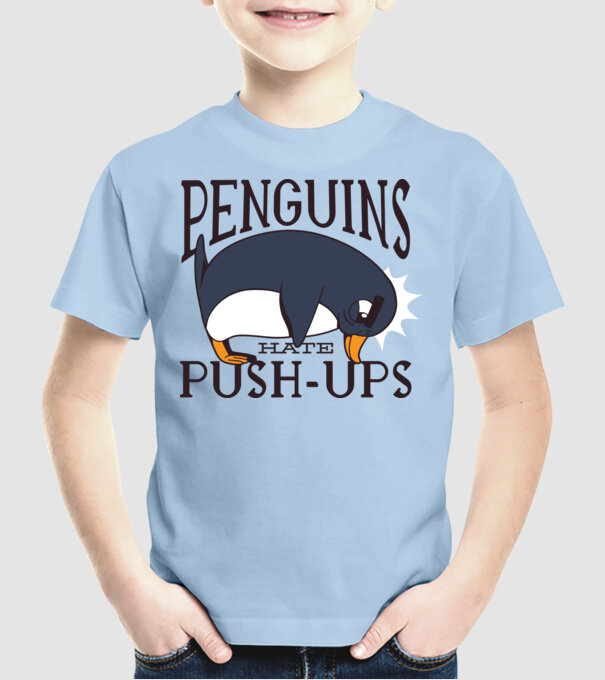 Pinguinii urăsc flotările model albastru deschis pe tricou