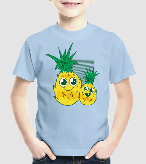 Familie Ananas model albastru deschis pe tricou