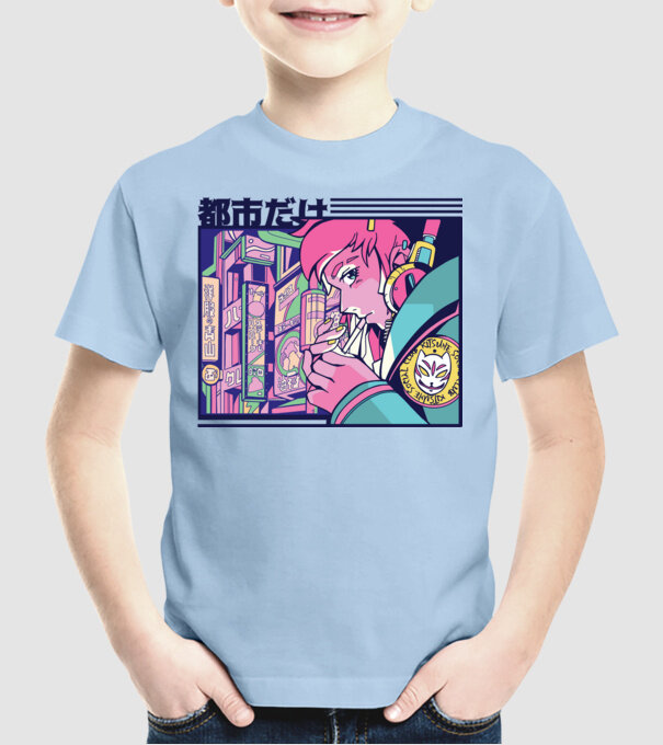 Anime Țigaretă model albastru deschis pe tricou