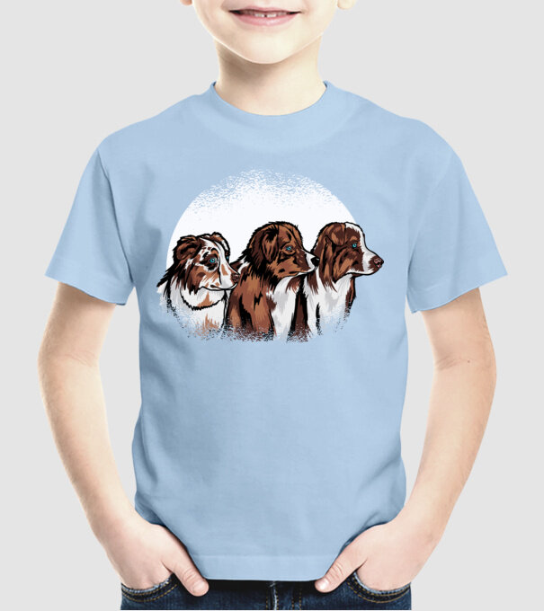 Câine ciobănesc Australian model albastru deschis pe tricou