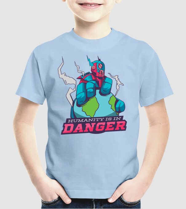 Omenirea în pericol model albastru deschis pe tricou