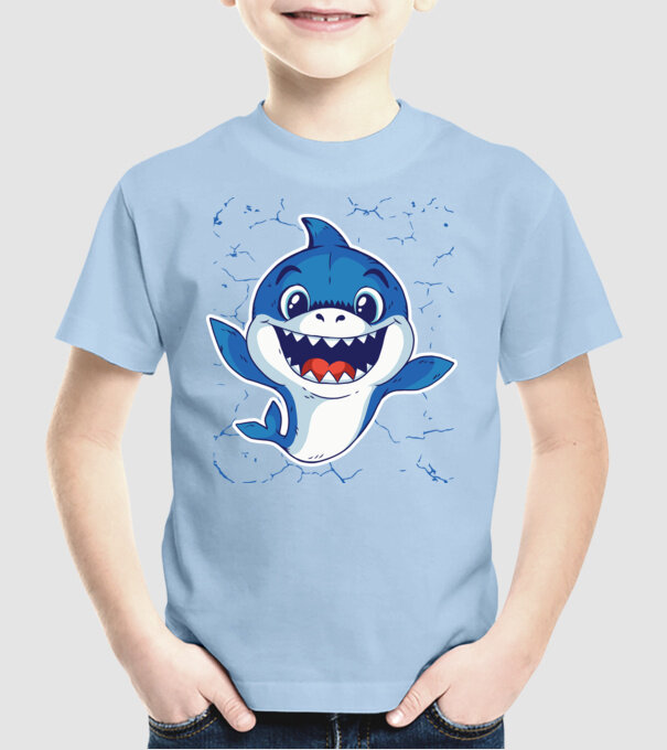 Baby Shark tricou drăguț cu rechin model albastru deschis pe tricou