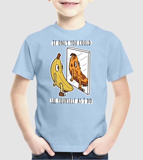 Oglindă Banană model albastru deschis pe tricou