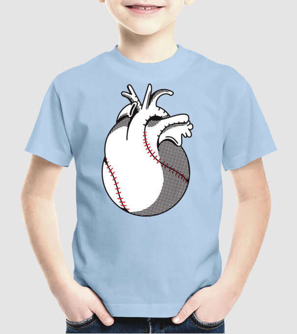 Inimă Baseball model albastru deschis pe tricou