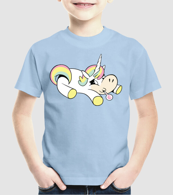 Unicorn bolnav model albastru deschis pe tricou