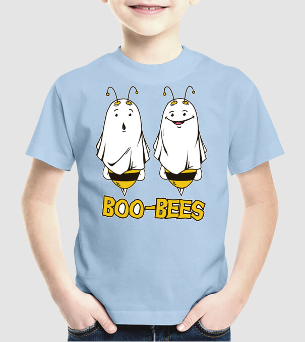 Boo Bees - Albine fantomă Halloween model albastru deschis pe tricou