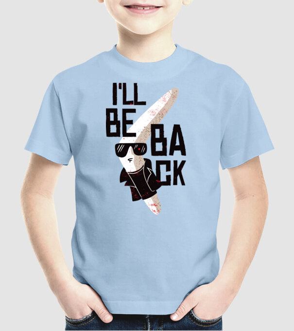 'Boomerang - Mă voi întoarce - I''ll be back' model albastru deschis pe tricou